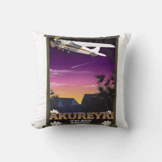 Akureyri Iceland travel poster Cushion