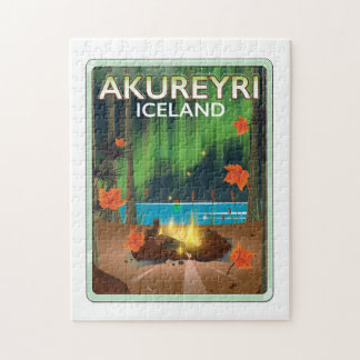 Akureyri Iceland travel poster Jigsaw Puzzle