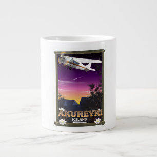 Akureyri Iceland travel poster Large Coffee Mug