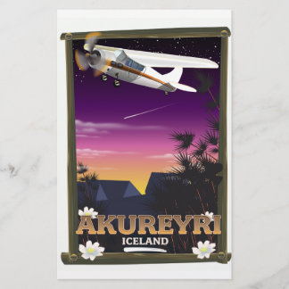 Akureyri Iceland travel poster Stationery