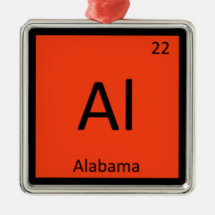 Al - Alabama State Chemistry Periodic Table Symbol Metal Tree Decoration