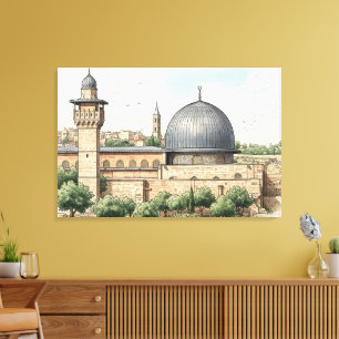 Al-Aqsa Mosque Watercolor Art Print