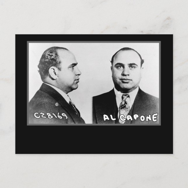 Al Capone Mugshot Cards and Postcards (Front)