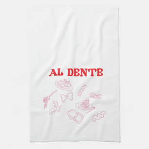 Al Dente Pink and Red Tea Towel