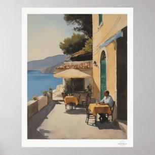 Al Fresco Seaside Dining Oil Painting Poster