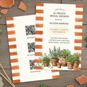 Al Fresco Terracotta Striped Bridal Shower Invitation