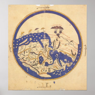 Al-Idrisi's World Map Poster