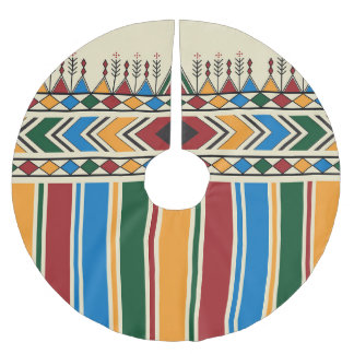 Al-Qatt Al-Asiri inspired geometric pattern. Brushed Polyester Tree Skirt