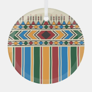 Al-Qatt Al-Asiri inspired geometric pattern. Glass Tree Decoration