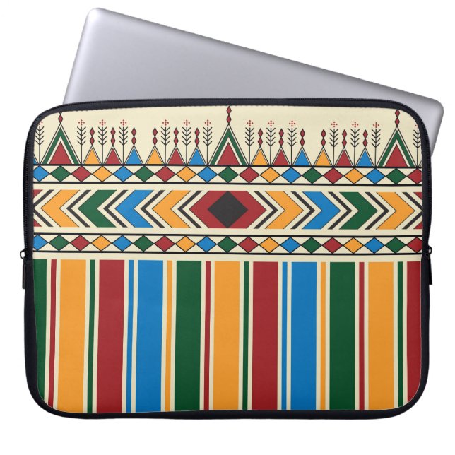 Al-Qatt Al-Asiri inspired geometric pattern. Laptop Sleeve (Front)