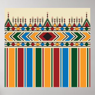 Al-Qatt Al-Asiri inspired geometric pattern. Poster