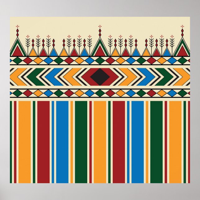 Al-Qatt Al-Asiri inspired geometric pattern. Poster (Front)