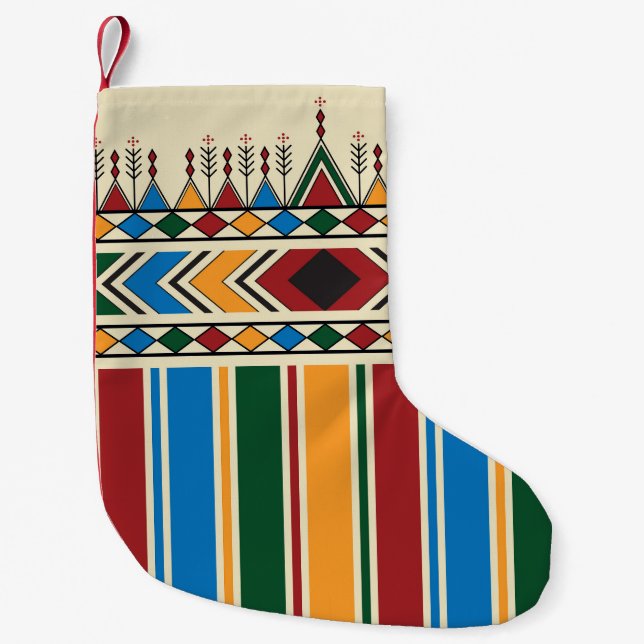 Al-Qatt Al-Asiri inspired geometric pattern. Small Christmas Stocking (Front)