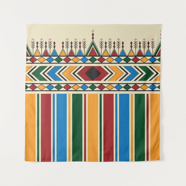 Al-Qatt Al-Asiri inspired geometric pattern. Tapestry (Front)
