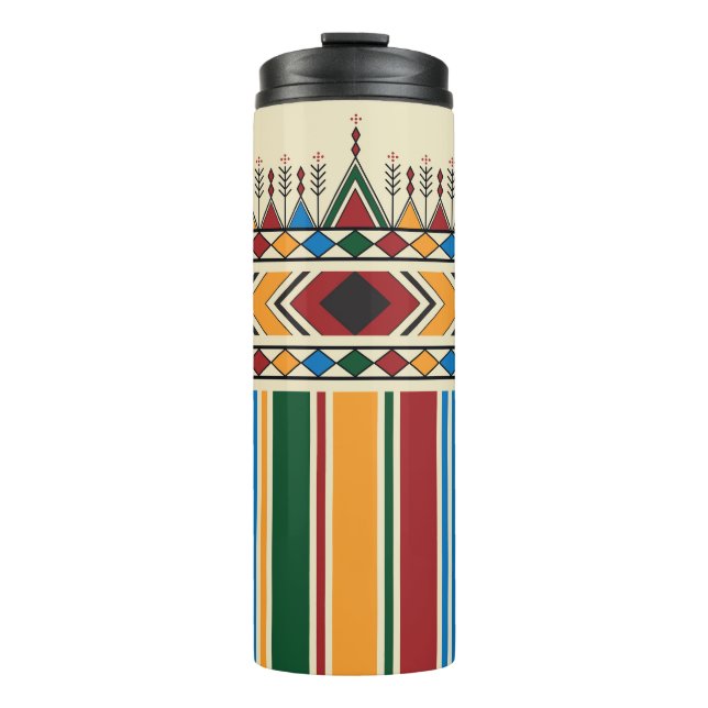 Al-Qatt Al-Asiri inspired geometric pattern. Thermal Tumbler (Front)