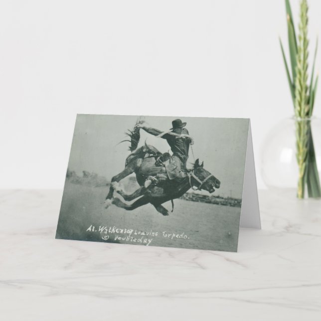 Al Wilkenson riding Torpedo. Card (Front)