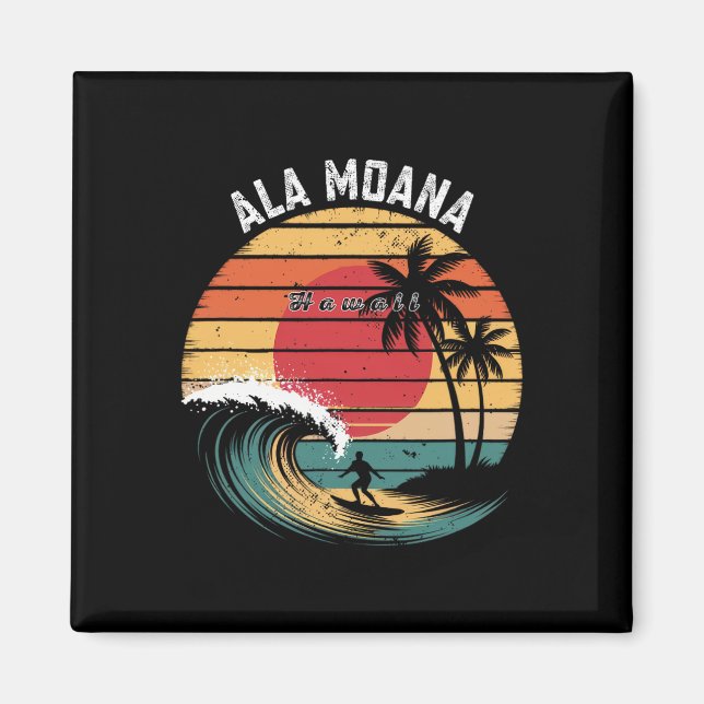 Ala Moana Beach Hawaii Beach Surfing  Magnet (Front)