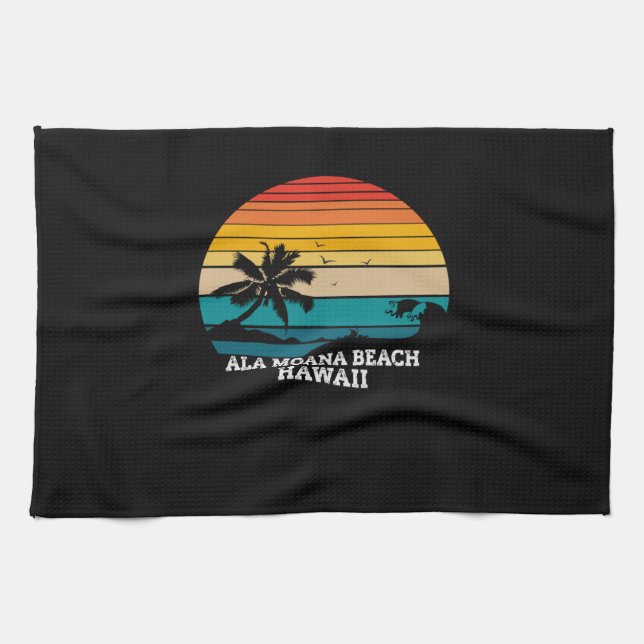 Ala Moana Beach Hawaii gift Tea Towel (Horizontal)