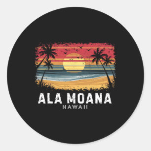 Ala Moana Beach Hawaii Surfboard Beach Classic Round Sticker