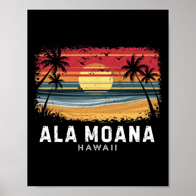 Ala Moana Beach Hawaii Surfboard Beach  Poster (Front)