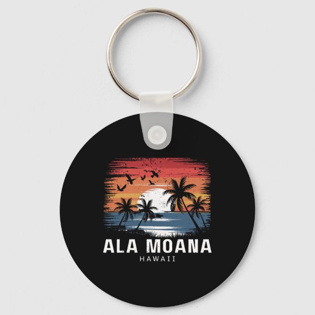 Ala Moana Beach Hawaii Surfing Surfer  Key Ring (Front)