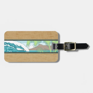 Ala Moana Diamond Head Hawaiian Surf Sign Luggage Tag