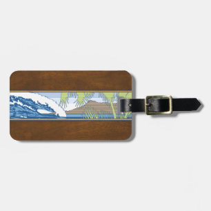 Ala Moana Diamond Head Hawaiian Surf Sign Luggage Tag
