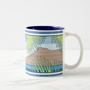 Ala Moana Diamond Head Hawaiian Surf Sign Two-Tone Coffee Mug