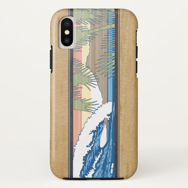 Ala Moana Hawaiian Faux Koa Wood Surf Sign Case-Mate iPhone Case (Back)