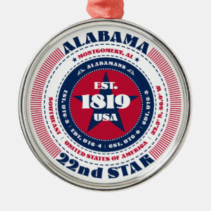 Alabama 22nd State Christmas Ornament