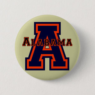 Alabama 'A' Blue and Orange 6 Cm Round Badge