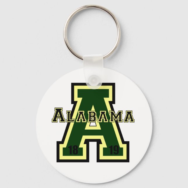 Alabama 'A' Green Key Ring (Front)