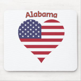 Alabama American Flag Heart Mouse Mat