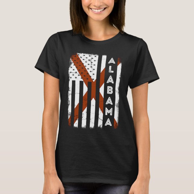 Alabama American Flag Home State of Alabama Flag T-Shirt (Front)