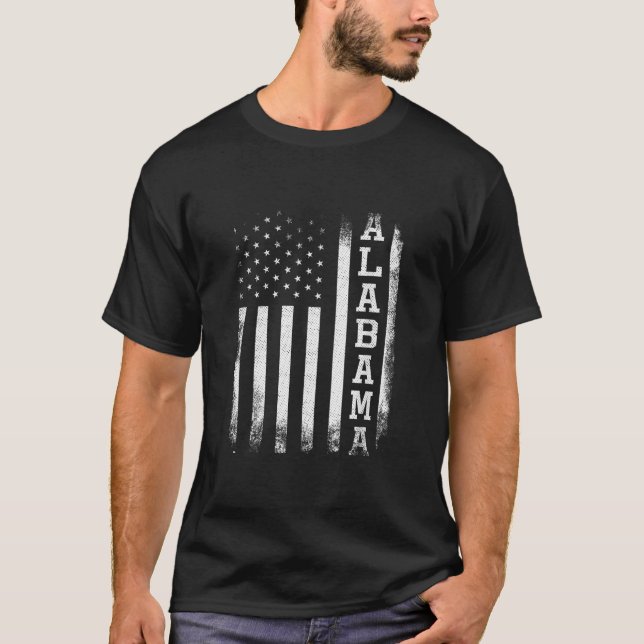 Alabama American Flag Vintage T-Shirt (Front)