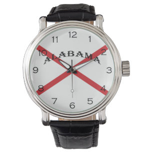 Alabama and Flag Black Numbers Mens cn Watch