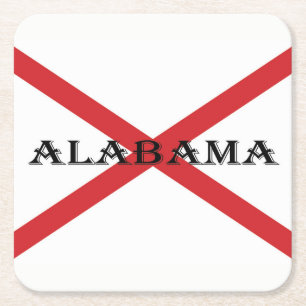 Alabama and Flag coastercnt Square Paper Coaster