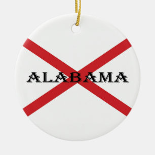 Alabama and Flag orncn Ceramic Tree Decoration
