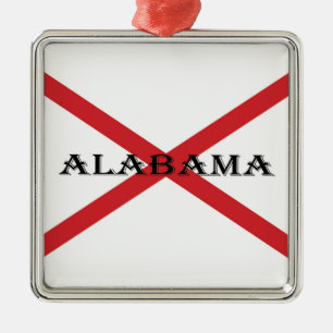 Alabama and Flag orncn Metal Tree Decoration