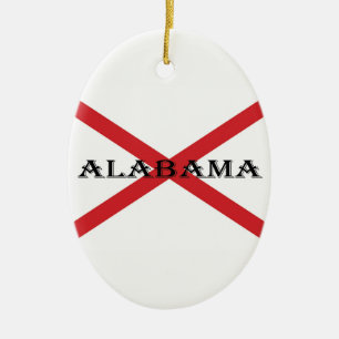 Alabama and Flag ornt Ceramic Tree Decoration