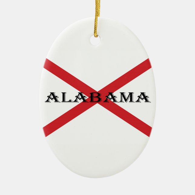 Alabama and Flag ornt Ceramic Tree Decoration (Front)