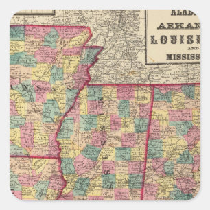 Alabama, Arkansas, Louisiana, and Mississippi Square Sticker