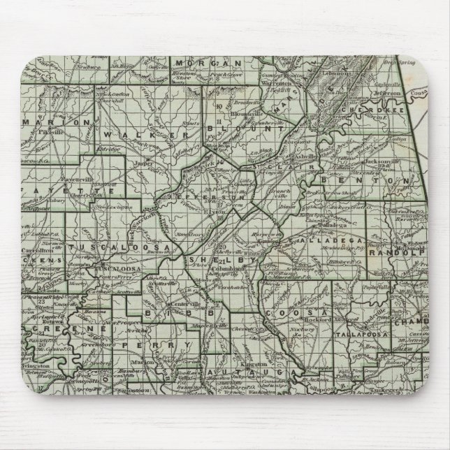Alabama Atlas Map Mouse Mat (Front)