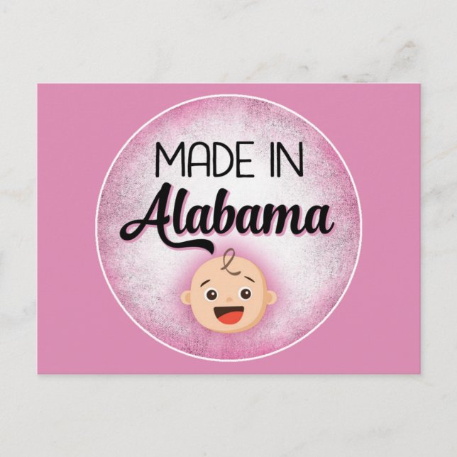 Alabama Baby Funny Pink New Girl Postcard (Front)