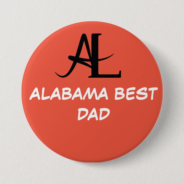 ALABAMA BEST DAD 7.5 CM ROUND BADGE (Front)