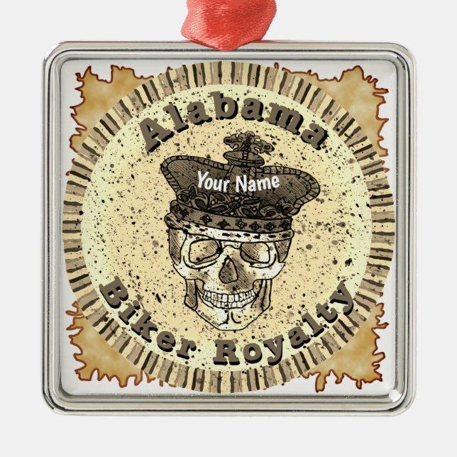 Alabama Biker  Metal Tree Decoration (Front)