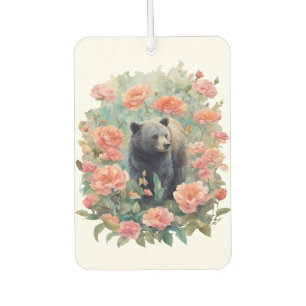 Alabama Black Bear Cub Surrounded by Camellia Car Air Freshener
