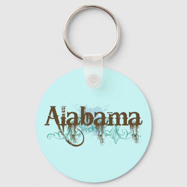 Alabama Blue Grunge T-shirt Gift Key Ring (Front)