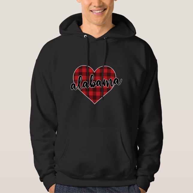 Alabama Buffalo Plaid Heart Cosy Christmas Winter  Hoodie (Front)