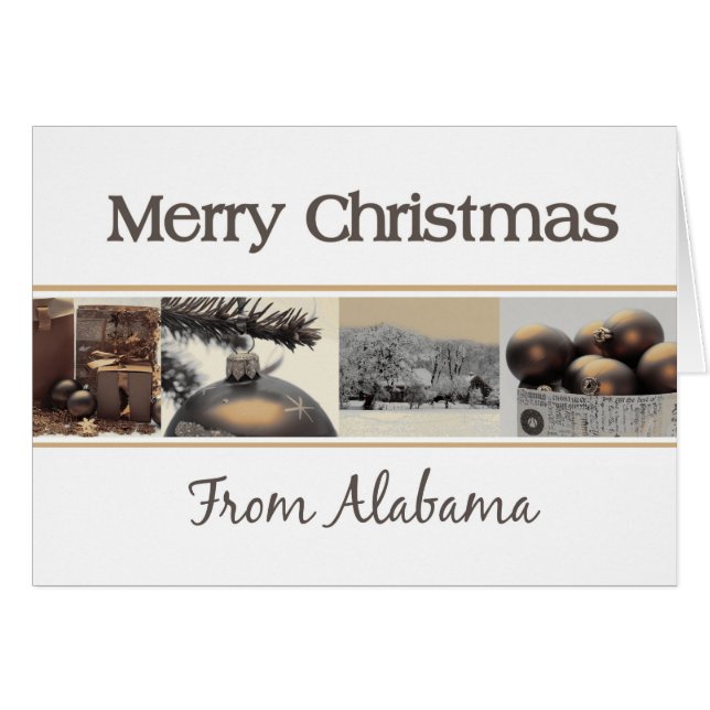 Alabama Christmas Card, state specific (Front Horizontal)